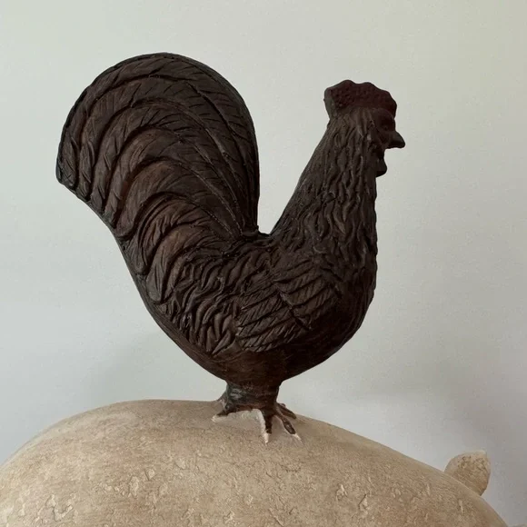 Rustic Farm Animal Sculpture - Brown and Cream - Picture 4 of 5